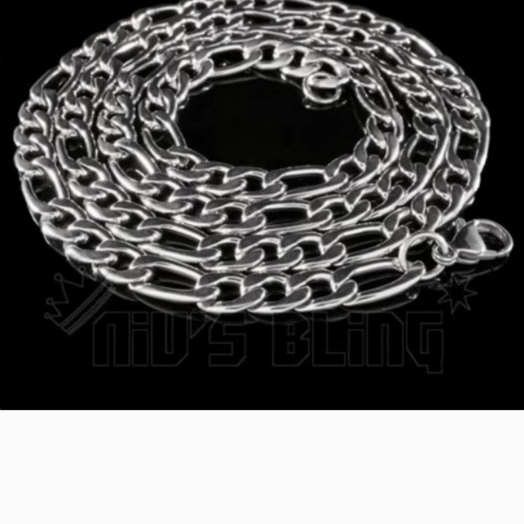 Mens Womens 18k White Gold Over Sterling Silver 20" Figaro Necklace Chain - Picture 2 of 9